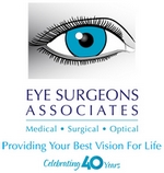 Eye Surgeons Associates Medical Surgical Optical Providing Your Best Vision for Life Celebrating 40 years logo